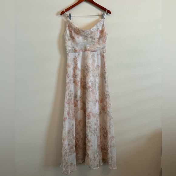 Jenny Yoo pink floral bridesmaid wedding gown dress